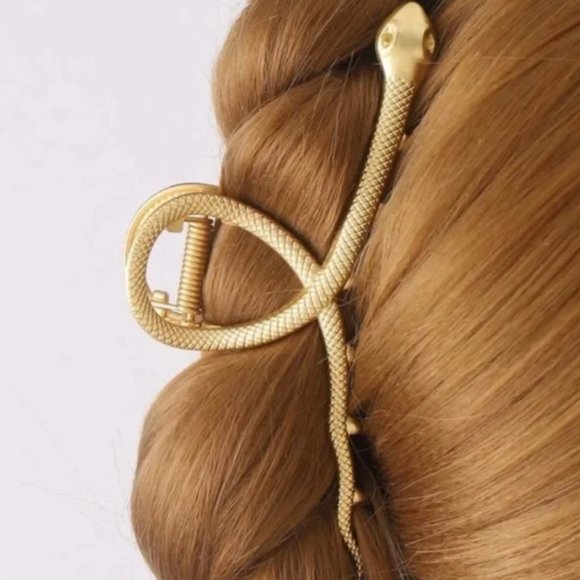 Large Metal Gold Plated Snake Hair Clip Claw